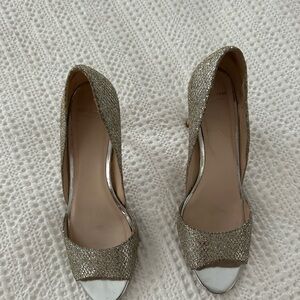 Cole Haan silver shoes with glitter. Size 8 1/2 M. 3 inch heel only worn once.